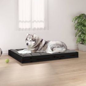 Dog Bed Black Solid pine wood 40.0 x 29.1 x 3.5 in Durable
