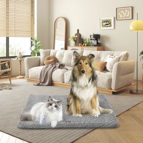 Premium Plush Dog Bed With Removable Washable Cover - All-Season Anti-Slip Pet Mat For Dogs, Indoor Outdoor Use In Crate, Kennel & Home - (Option: Gray)